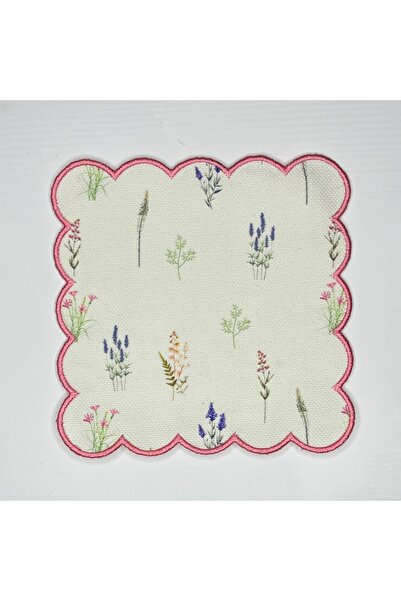 DECO Șervețele de cocktail decorative cu broderie roz, model de primăvară, im...