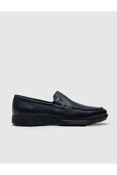 Cabani Navy Blue Genuine Leather Men's Casual Shoes