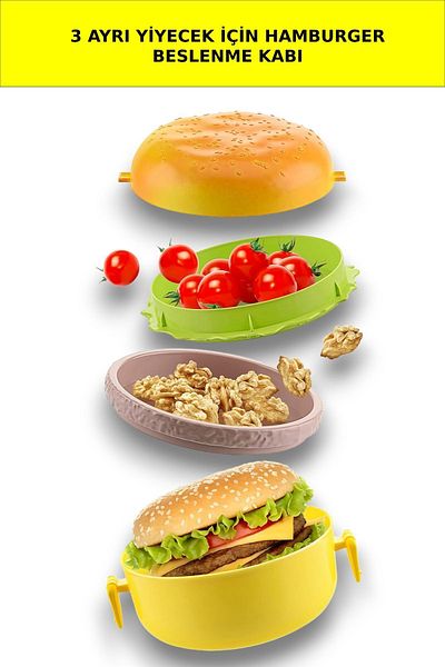 Open Toys Hamburger Feeding Bowl - Stylish and Useful Design