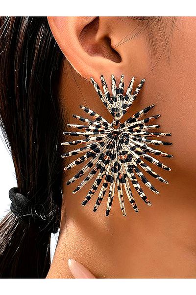 Obenim store Leopard Pattern Retro Women's Earrings - Thorn Heart Design and Hanging Ear Ornaments