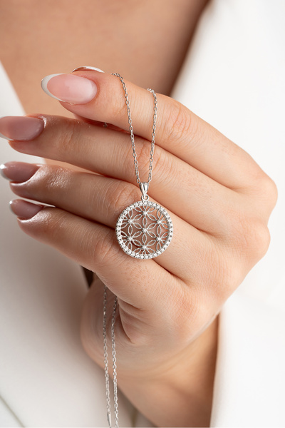 Silvano Jewelry 925 Ayar Gümüş Yaşam Çiçeği Kolye