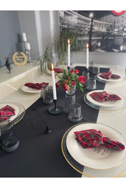 Decamor home Thick Linen Black Seamless Long Runner (Nappe Not Included)