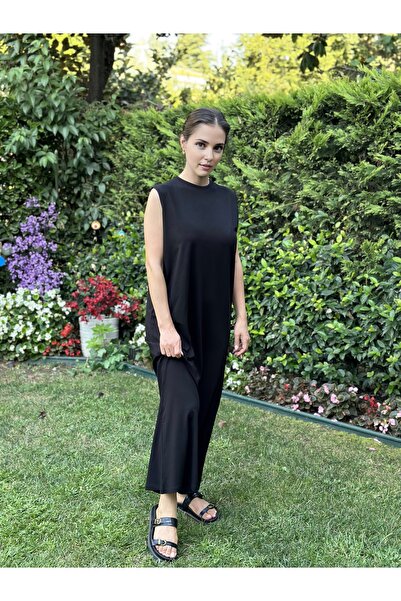 two in sis Bisiklet Yaka Uzun Boy Elbise Içlik Elbise Bisiklet Yaka Kolsuz Elbise Uzun Kolsuz Elbise