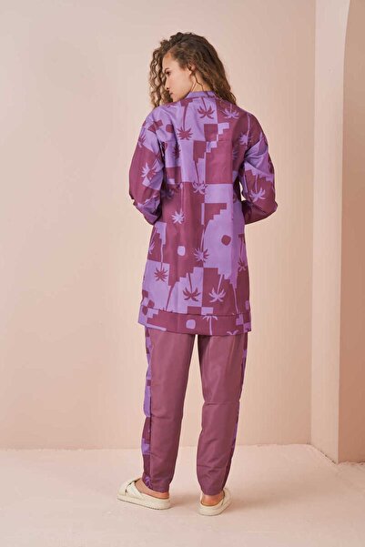 Mevra Μαγιό με σχέδιο παλάμης, κοντό Dusty Rose