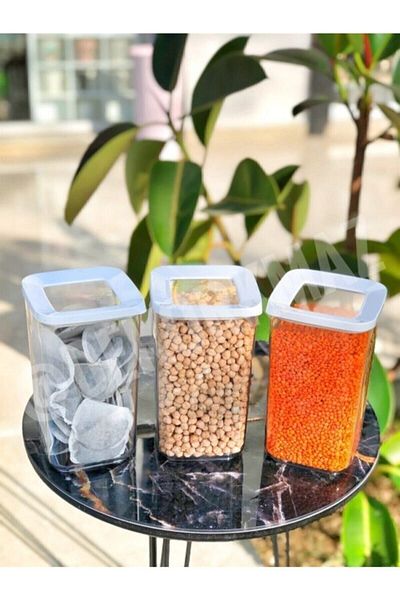 VİP AHMET Hard Plastic 9 Pieces 1200 ml Vacuum Airtight Rectangular Storage Container