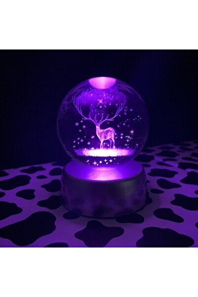 Genel Markalar Karışık Geyik Temalı 3d Renkli Işıklı Cam Küre