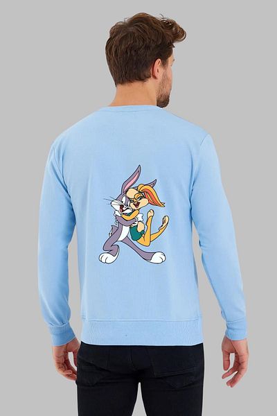 Nyda Collections Hanorac supradimensionat unisex fără glugă cu imprimeu Bugs Lola Bunny - mânecă lungă, decolteu