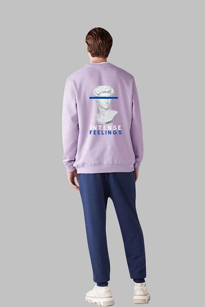 Nyda Collections Унисекс суитшърт с дълъг ръкав и повдигната качулка с щампа Intense Feeling и голям размер