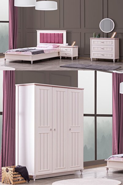 Setay Ezgi Genç Odası - 3 Kapılı Dolap, Karyola, Komodin, Şifonyer