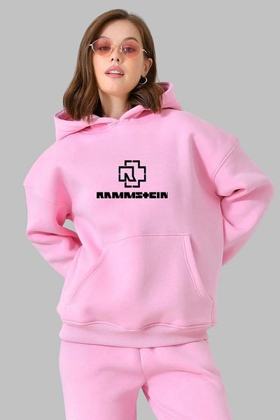 Nyda Collections Φούτερ με κουκούλα Rammstein Printed Unisex Oversize - Μακρυμάνικο, Βαμβακερό
