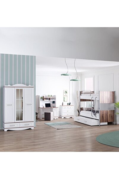 Setay Poyraz Genç Odası, 3 Kapılı Dolap, Ranza, Masa, Şifonyer