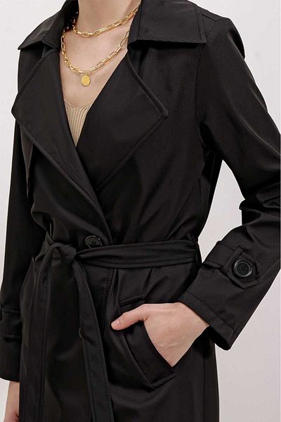 DEMOİSELLE Double Breasted Collar Detailed Trench Coat