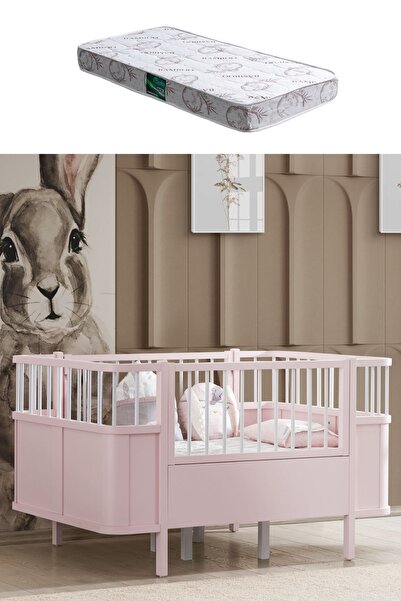 Setay Mdf Beşik, Siesta Büyüyen Beşik 90x130 - Pembe 1 Adet Comfort Yatak 90x130