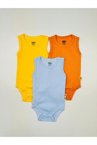 EFU BABY 3-Piece Cotton Report-Checked Baby Athlete Bodysuit with Straps