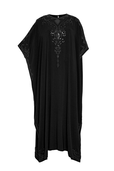 MİYORO Nakış Detaylı Geniş Kaftan Kesim Büyük Beden Kadın Elbise