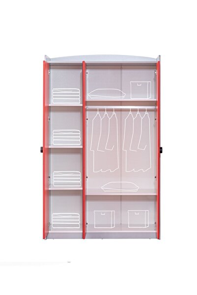 Setay Formula Genç Odası, 3 Kapılı Dolap, Audi Koltuklu Arabalı Yatak, Masa - Kırmızı