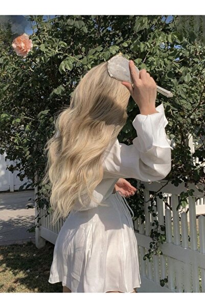 AKOLİFE Küllü Sarı Dalgalı Yarımay Çıtçıt Postiş Saç - Isıya Dayanıkli