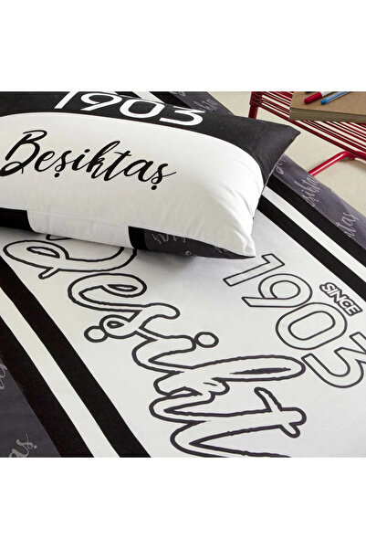 Beşiktaş Lisanslı 1903 Glow Pamuk Tek Kişilik Nevresim Takımı 120x200 cm Lastikli Çarşaf