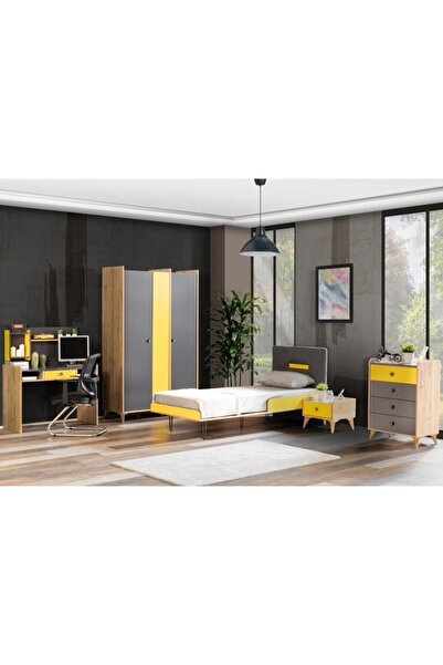 Setay Tarz Genç Odası - 3 Kapılı Dolap, Karyola, Komodin, Masa , Şifonyer