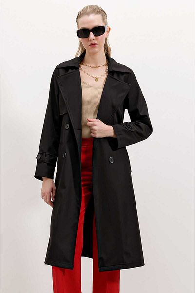 DEMOİSELLE Double Breasted Collar Detailed Trench Coat