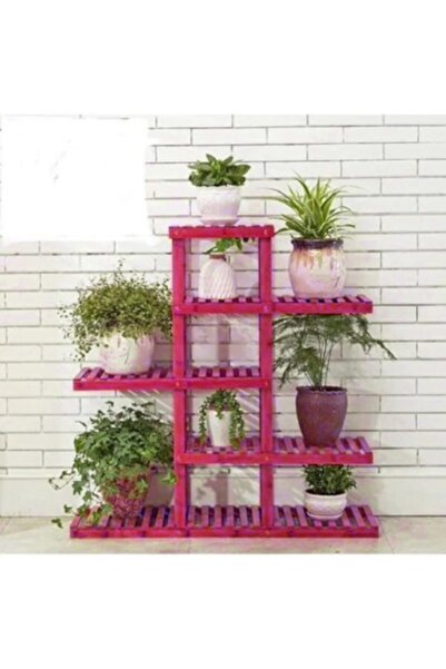 DEMBEY AHŞAP ATÖLYE Pembe Renk Ahşap Çiçeklik Dekoratif Çiçek Stand Saksılık ...