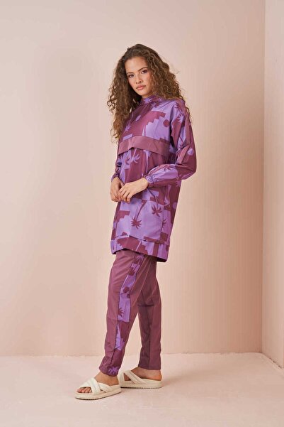 Mevra Μαγιό με σχέδιο παλάμης, κοντό Dusty Rose