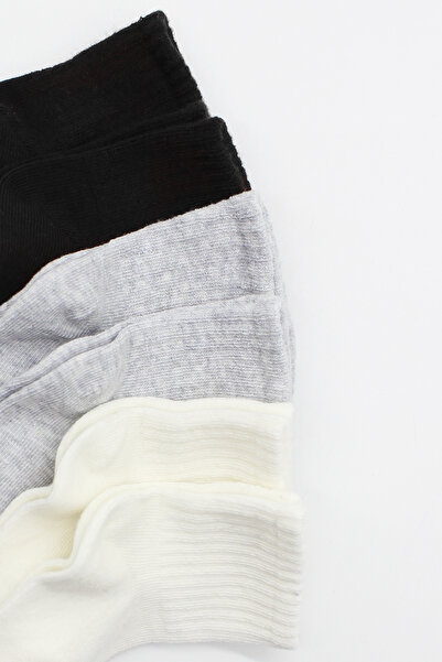 Skygo Bistyle Basic 6-Piece Combed Cotton Plain Socks Bs6002 Ecru Gray Black
