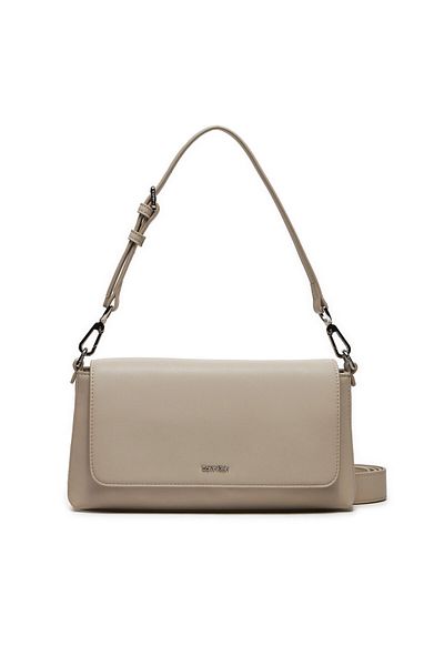 Calvin Klein Brand Logo Women's Shoulder Bag - Multiple Card Compartments, Artificial Leather, Mink K60k 611928 -peg