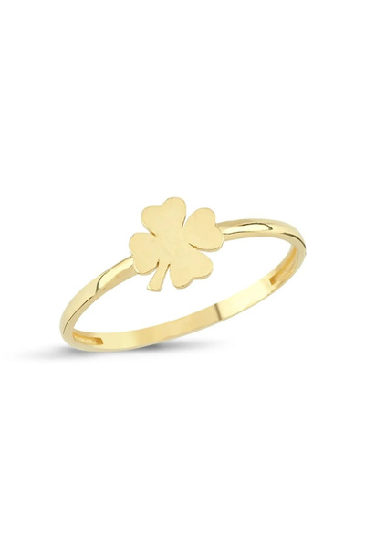 Gencay Kuyumculuk 14 Ayar Altın Dört Yapraklı Yonca Şans Yüzüğü