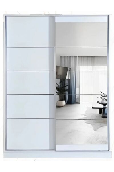 Avm 24 Efes 180 X 59 X 212 Sürgülü Dolap-beyaz-aynalı-ücretsiz Nakliye Montaj