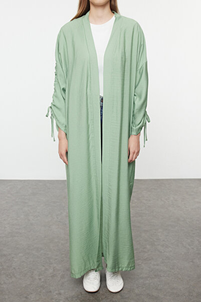 Trendyol Modest Υφαντό Χακί Καπάκι - Συγκεντρωμένο μανίκι, Ferace και Abaya, TCTAW25KF00016