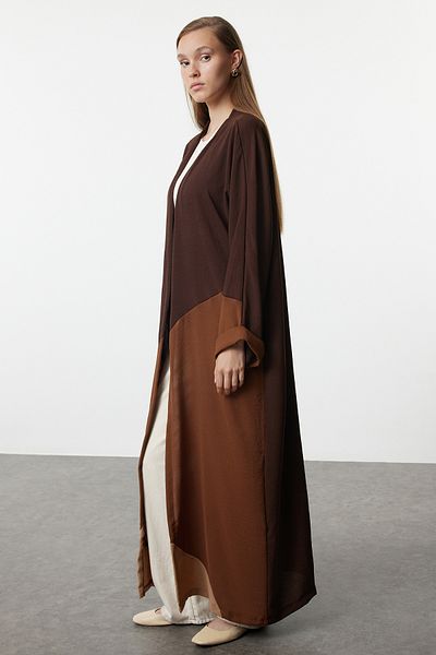 Trendyol Modest Long Brown Block Woven - Cap & Ferace TCTSS24KF00002