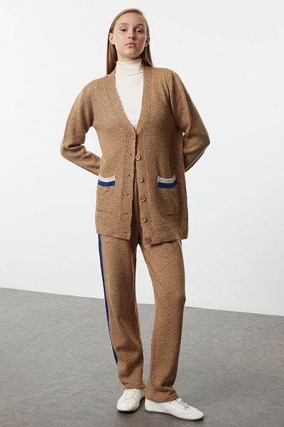 Trendyol Modest Brown Knitwear Top and Bottom Set - TCTAW25US00096