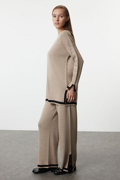Trendyol Modest Black Mink Knitwear Set - Piping Bottom & Top Set TCTAW25US00043