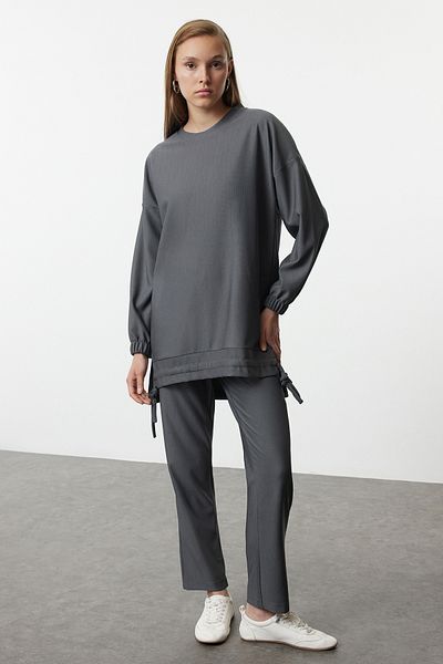 Trendyol Modest Kötött antracit nagyméretű készlet - dugórészlettel, Tctaw25us00112