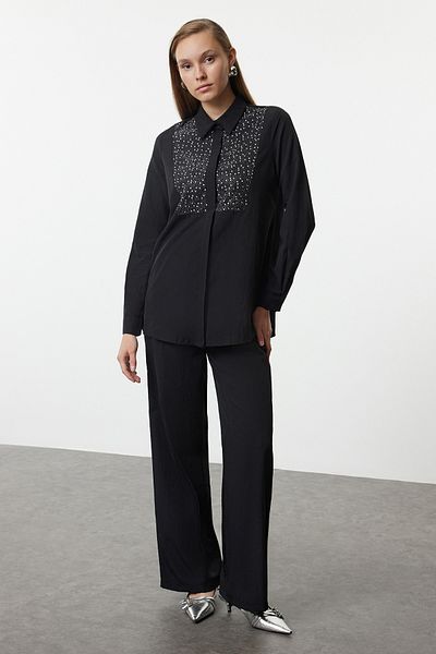 Trendyol Modest Woven Black Stone Embroidered Set - Tctaw25us00061