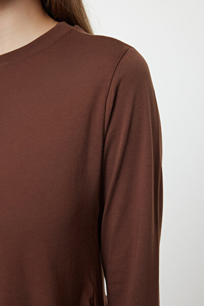 Trendyol Modest Πλεκτό φόρεμα σε καφέ χρώμα TCTAW25EB00084