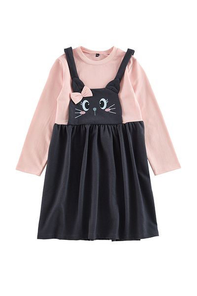 TRENDYOLKIDS Bavlněné pletené šaty – Powder Regular Print, Tkdaw25El00015