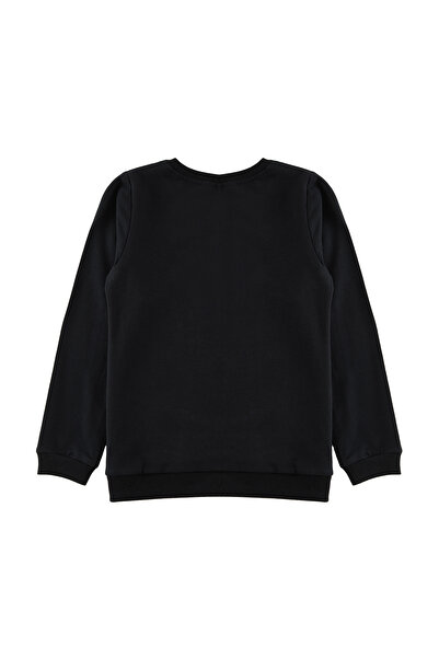 TRENDYOLKIDS Hanorac negru din bumbac imprimat pentru fete TKDAW25SW00011