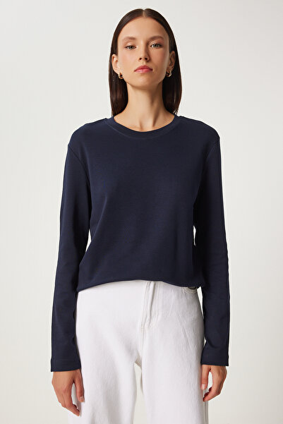 Happiness İstanbul Блакитна бавовняна базова блуза NJ00155