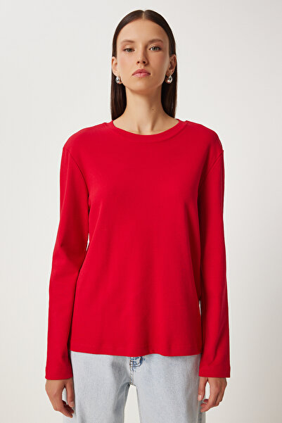 Happiness İstanbul Piros pamut kötött blúz - NJ00155 alapmodell