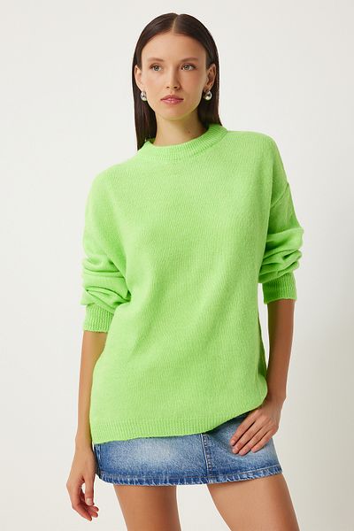 Happiness İstanbul Pulover de tricotaj oversize verde neon - Femei FN03336