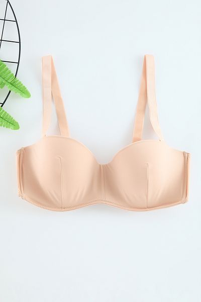 Trendyol Curve Μπεζ Στράπλες Σουτιέν Plus Size - Αποσπώμενο λουράκι με χοντρό κορδόνι TBBAW25CW00007