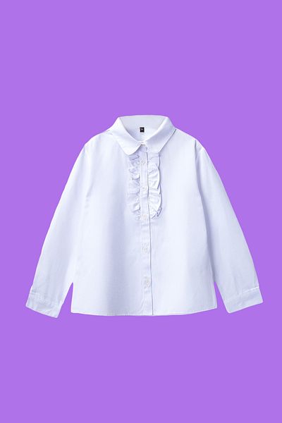 TRENDYOLKIDS Λευκό κοριτσίστικο βολάν Λεπτομερές βαμβακερό κανονικό/κανονικό υφαντό πουκάμισο TKDAW25GO00009