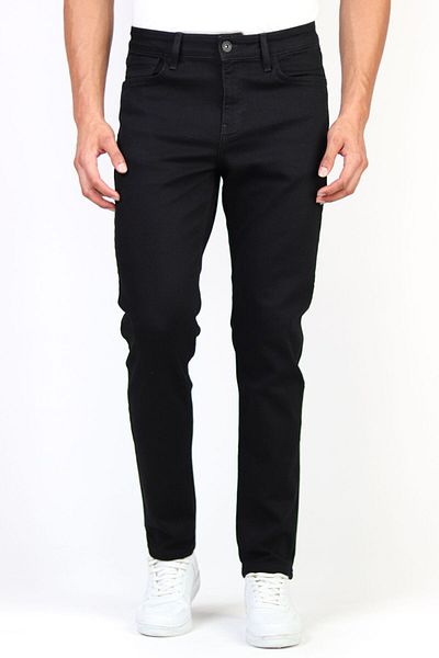 HLT JEANS Ανδρικό μαύρο ευέλικτο παντελόνι με λεπτή εφαρμογή - Lycra, Hlthe 001937 -oneboy