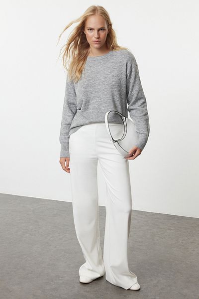 Trendyol Collection Wide Fit Gray Wool Knitwear Sweater - TWOAW25KZ00017