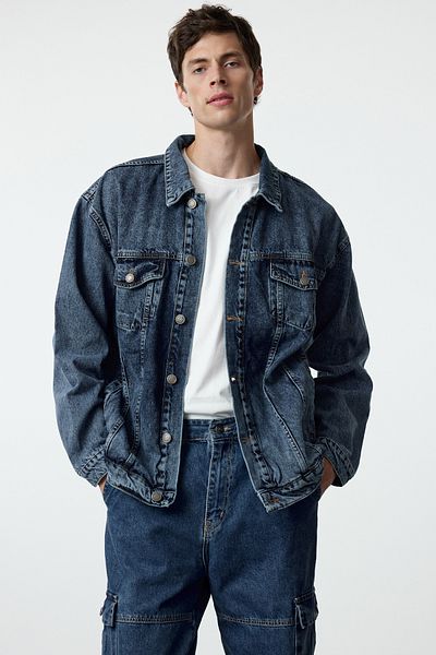 Trendyol Collection Світло-блакитна чоловіча джинсова куртка великого розміру TMNAW23CE00037