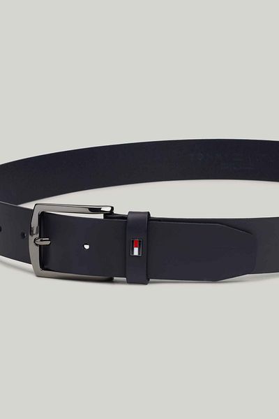 Tommy Hilfiger Navy Blue Genuine Leather Men's Belt - Metal Buckle, AM0AM12546-DW6
