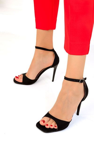 SOHO Classic Black Matte Satin Women's Heeled Shoes - 19511