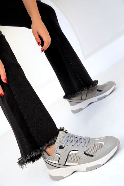SOHO Damen Sneakers Grau-Weiß 19505